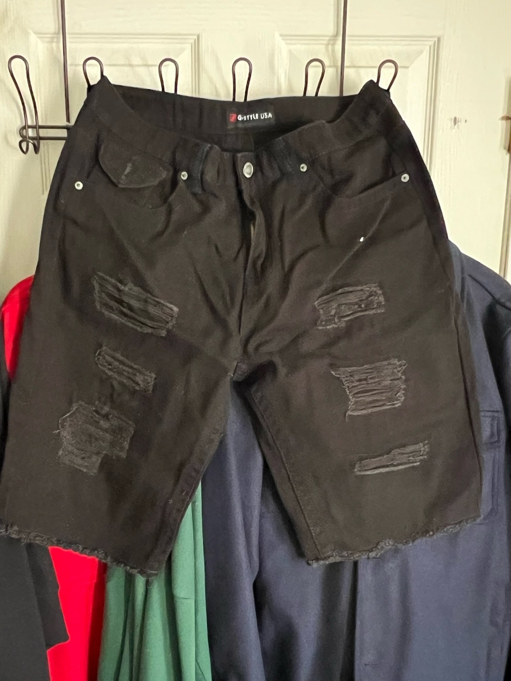 Black Distressed G-Style Size 36 Men’s Shorts